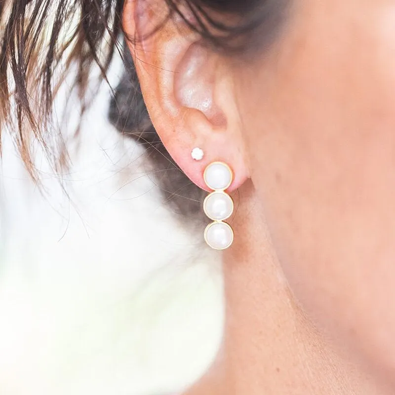 Triple Pearl Drop Earring