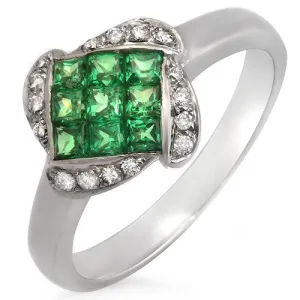 Tsavorite & Diamond Ring, 18k White Gold