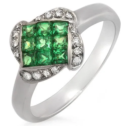 Tsavorite & Diamond Ring, 18k White Gold