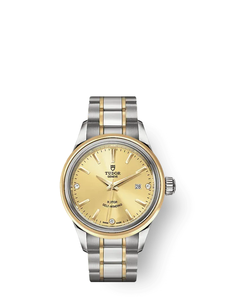 Tudor Style, Stainless Steel and Yellow Gold with Diamond-set, 28mm, Ref# M12103-0004