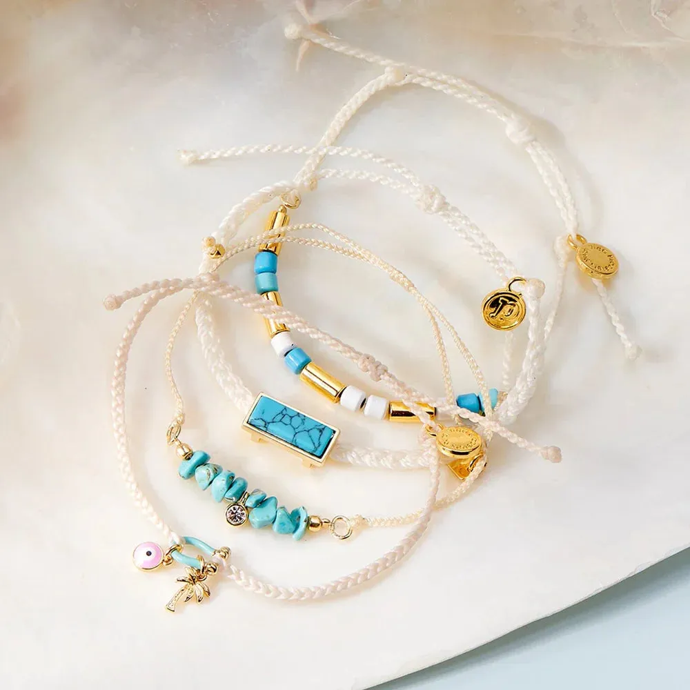 Turquoise Bead Charm Dainty Bracelet