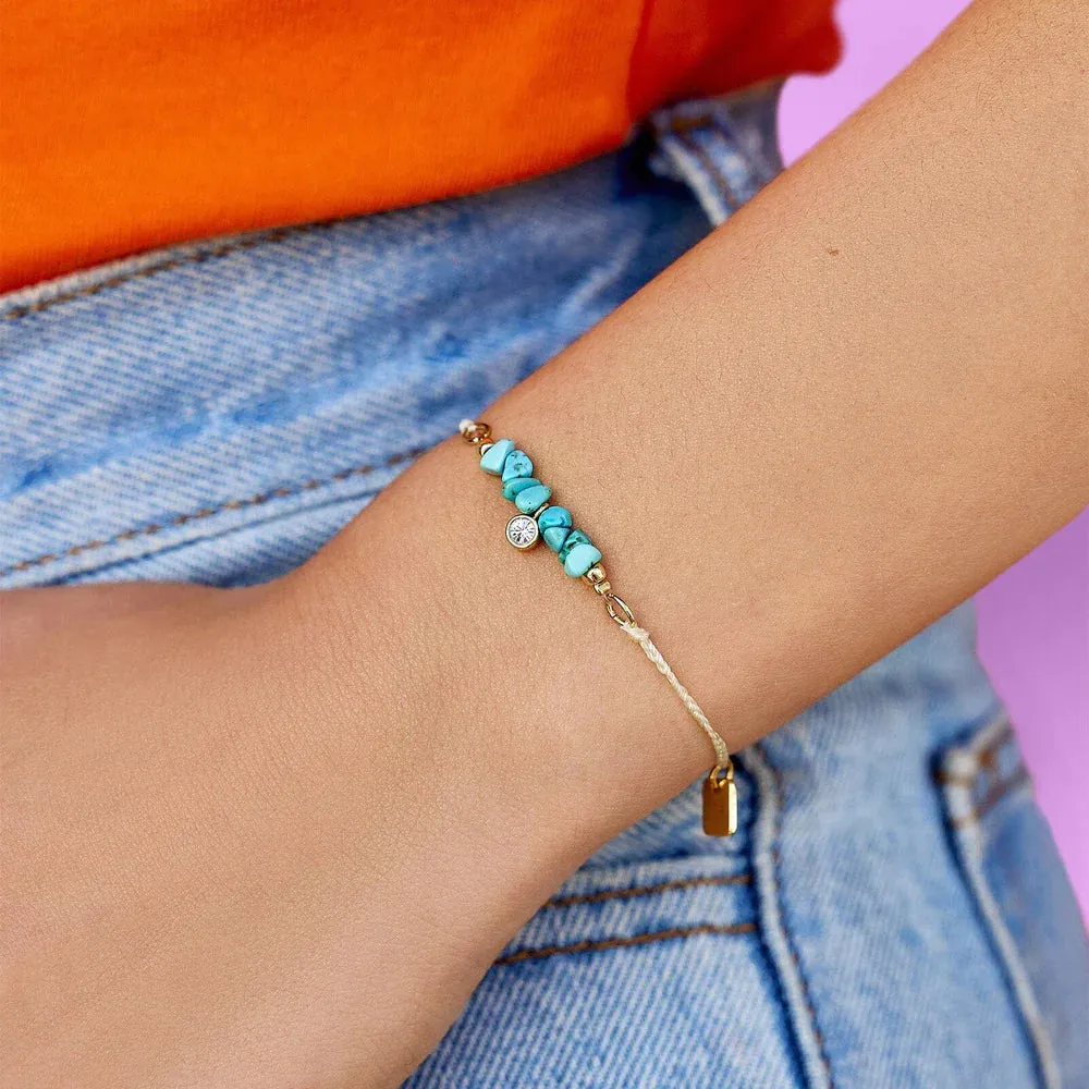 Turquoise Bead Charm Dainty Bracelet
