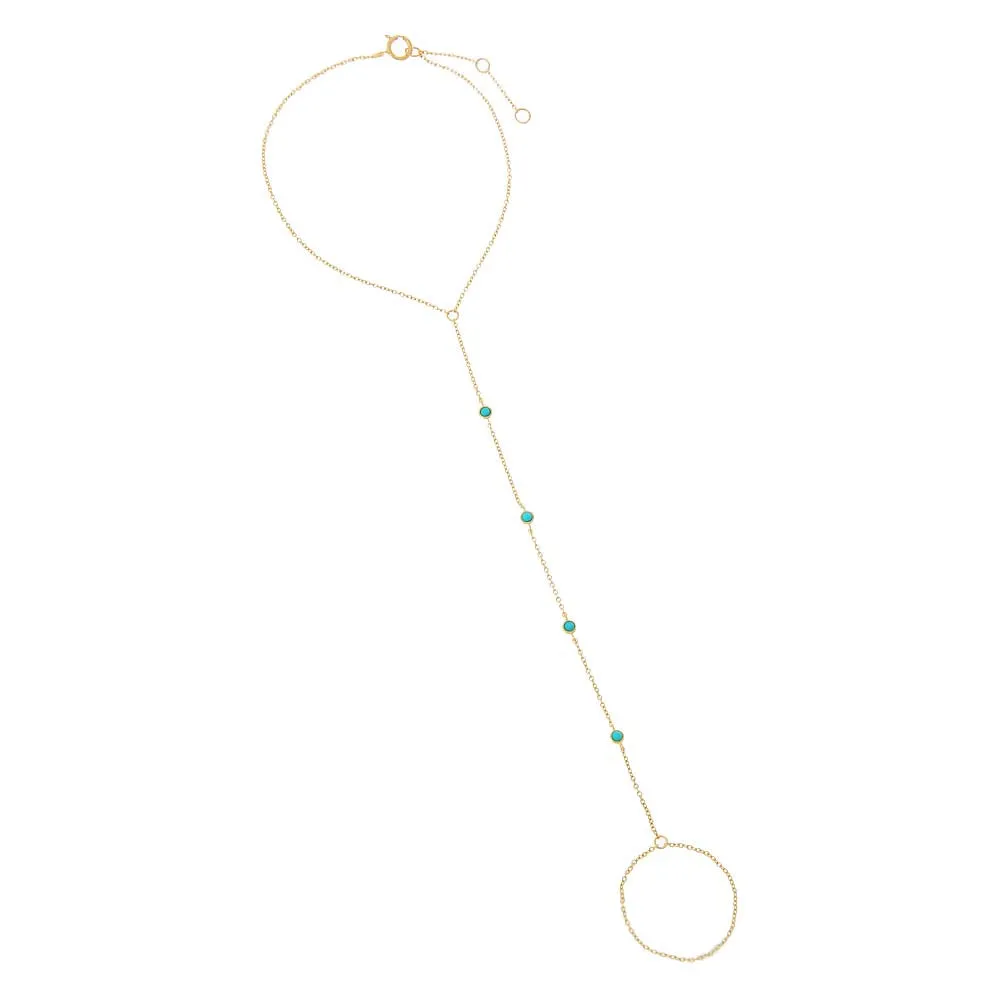 Turquoise Multi Embedded Hand Chain 14K