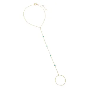 Turquoise Multi Embedded Hand Chain 14K