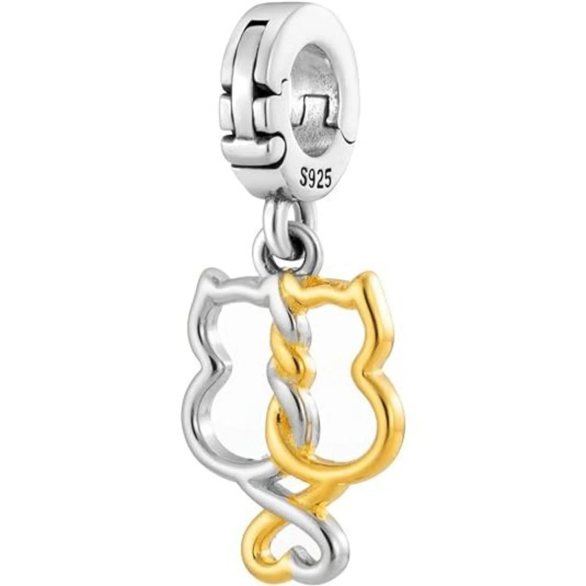 Twin Sitting Cats Pendant Charm