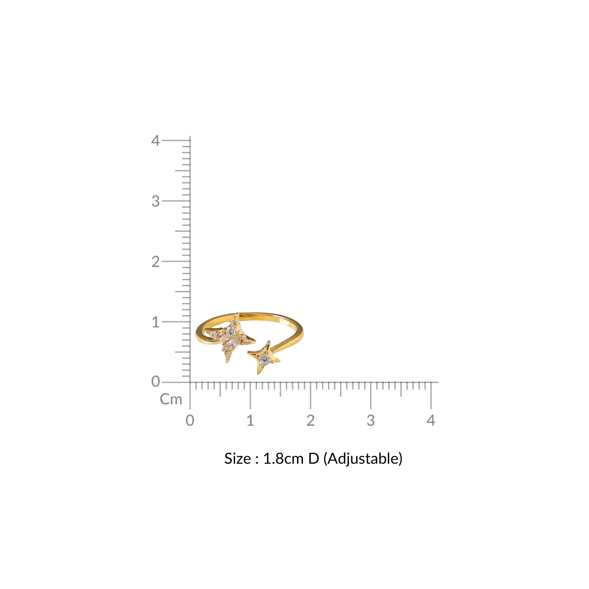 Twinkling Star Bypass Ring Gold