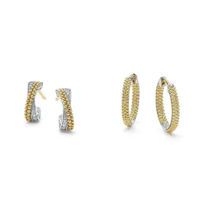 Two-Tone Huggie Earring Gift Set