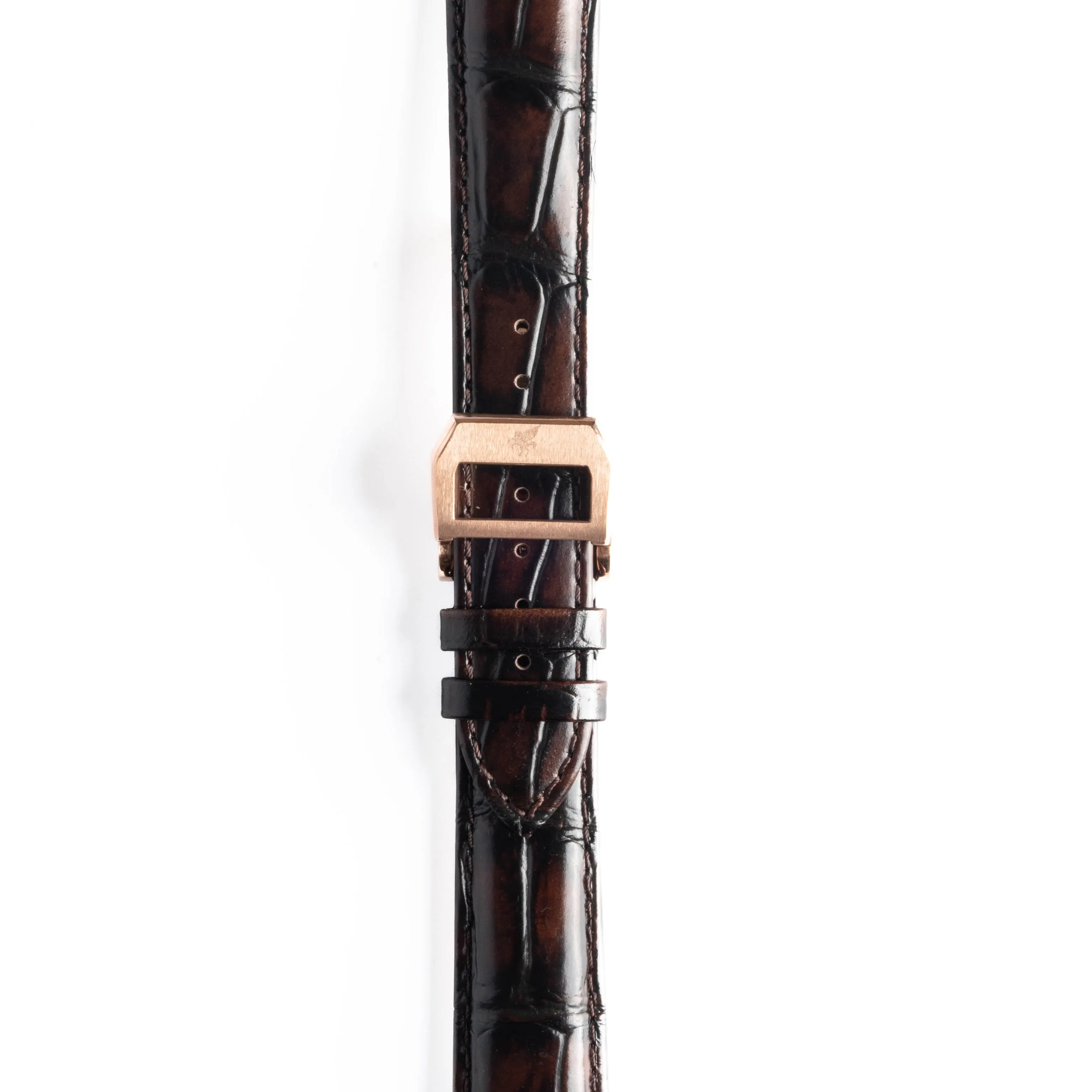 Umber Brown Crocodile Pattern Leather Strap