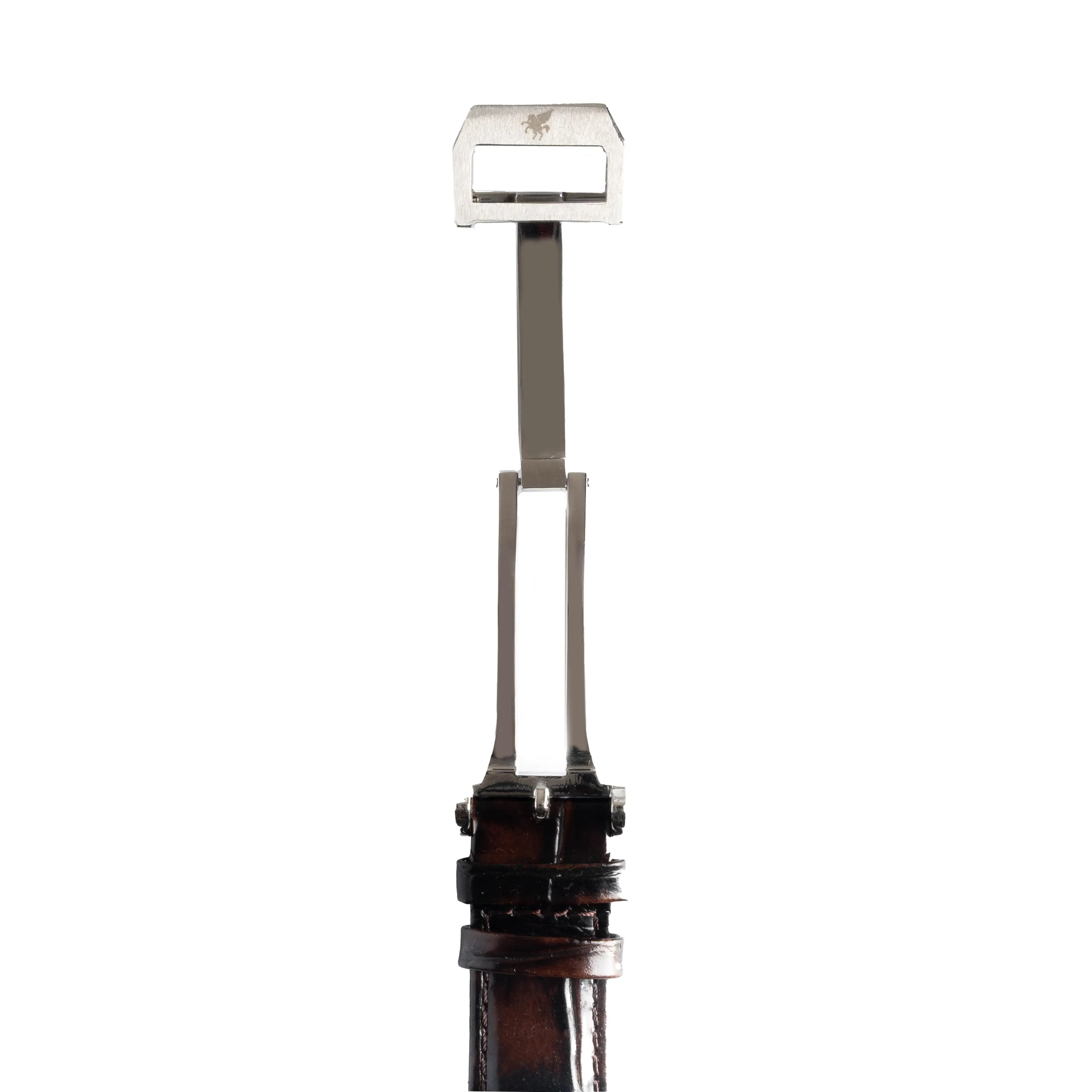 Umber Brown Crocodile Pattern Leather Strap