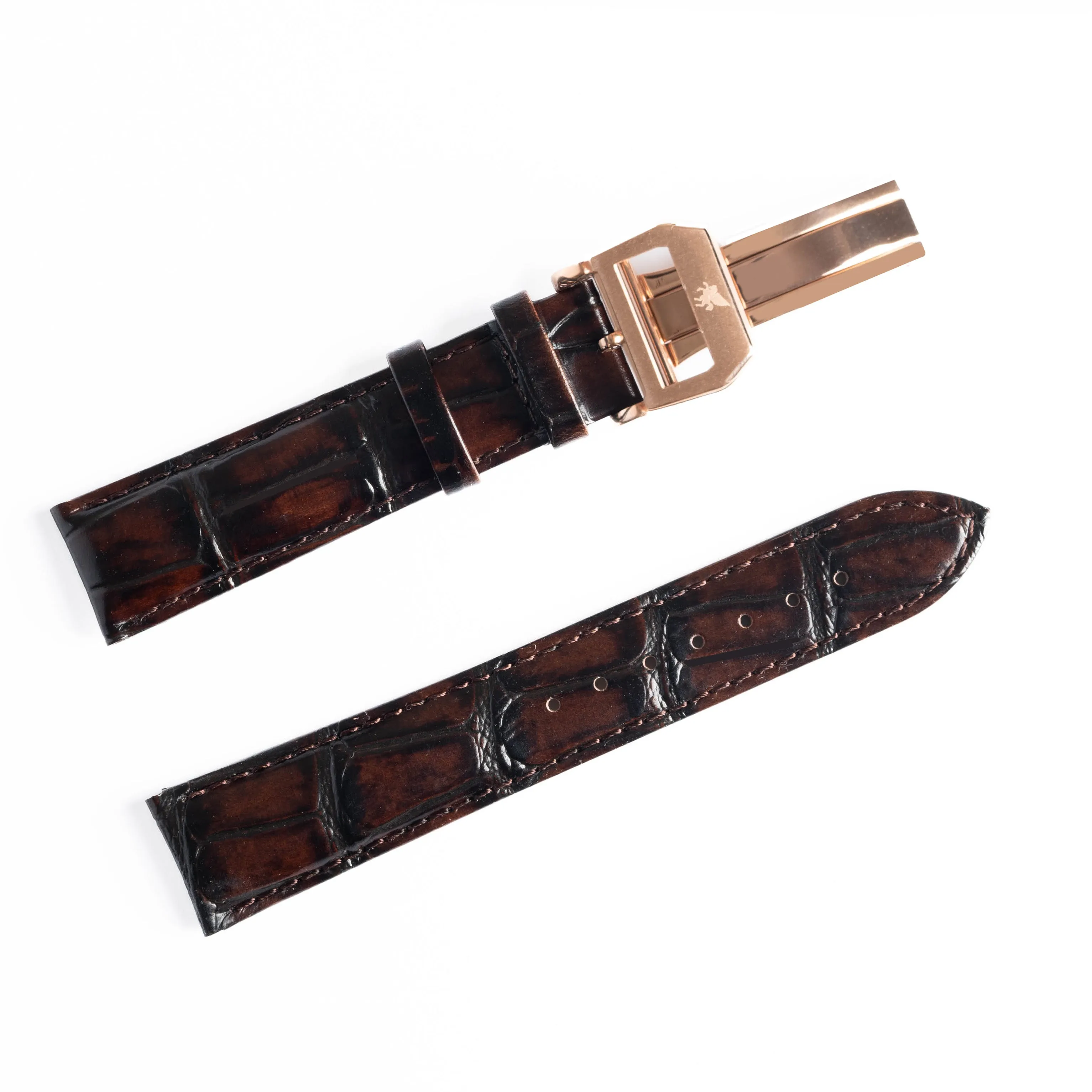Umber Brown Crocodile Pattern Leather Strap
