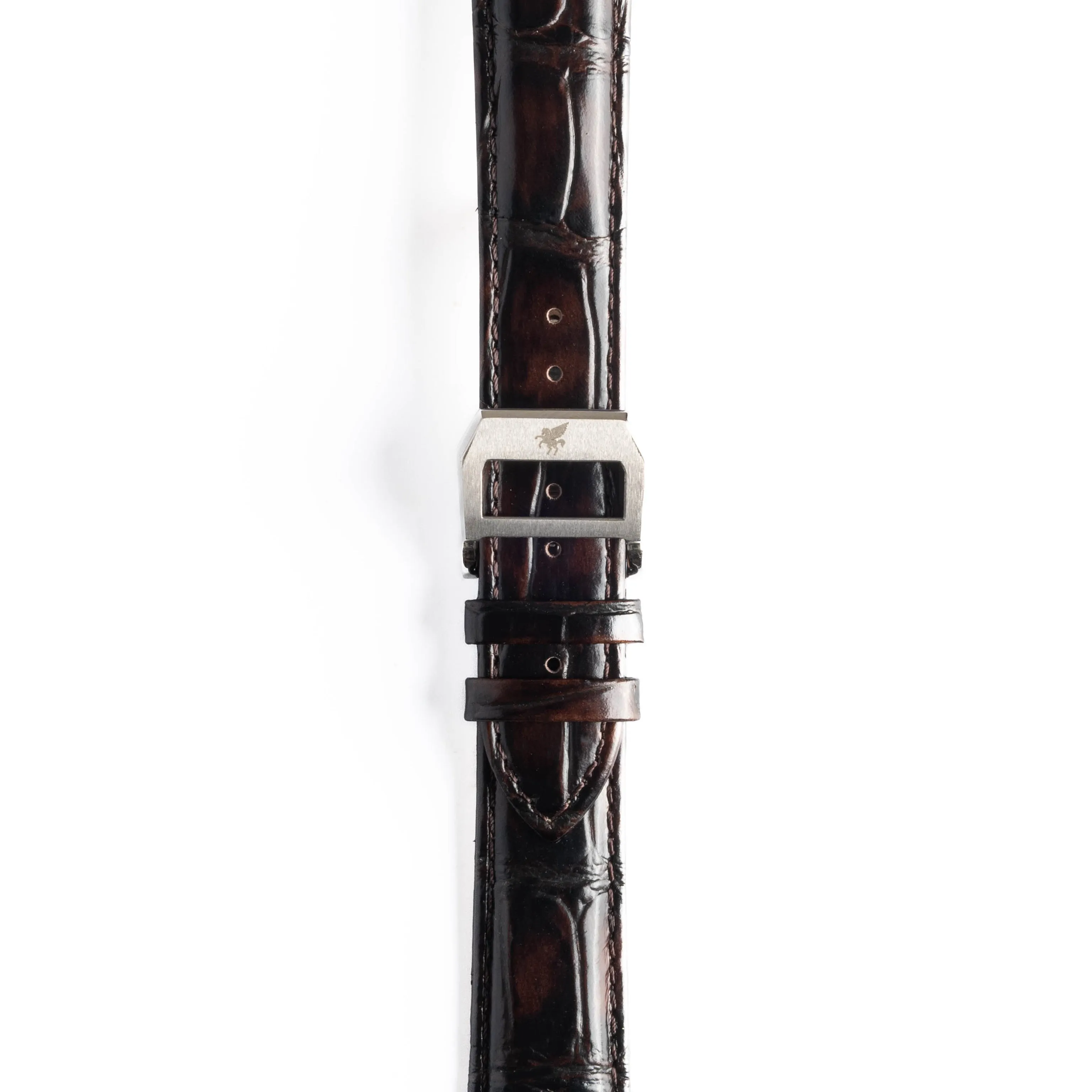 Umber Brown Crocodile Pattern Leather Strap