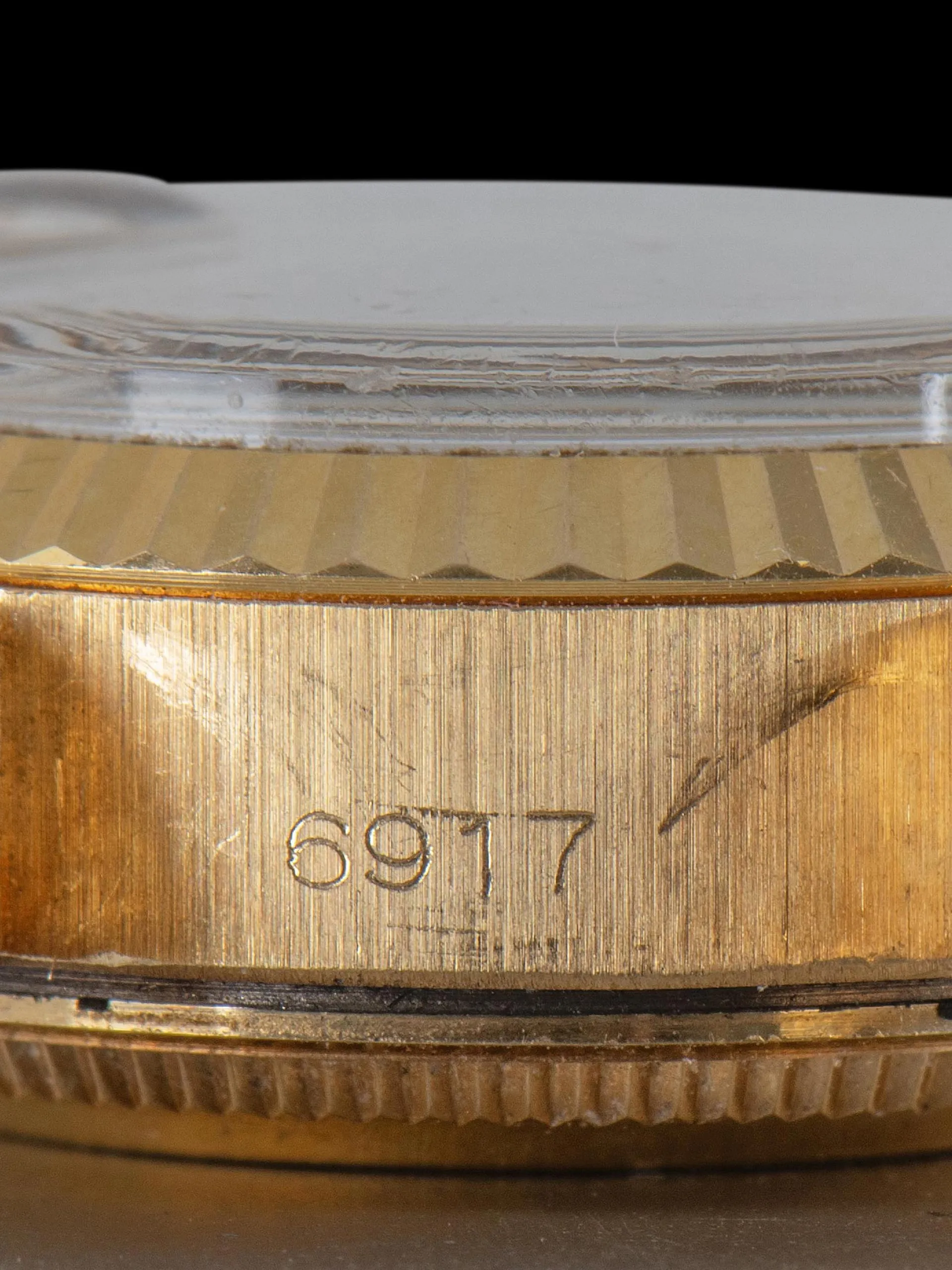 *Unpolished* 1974 Rolex Ladies Datejust 18K YG (Ref. 6917) Champagne "Sigma" Dial W/ Red Enamel Markers