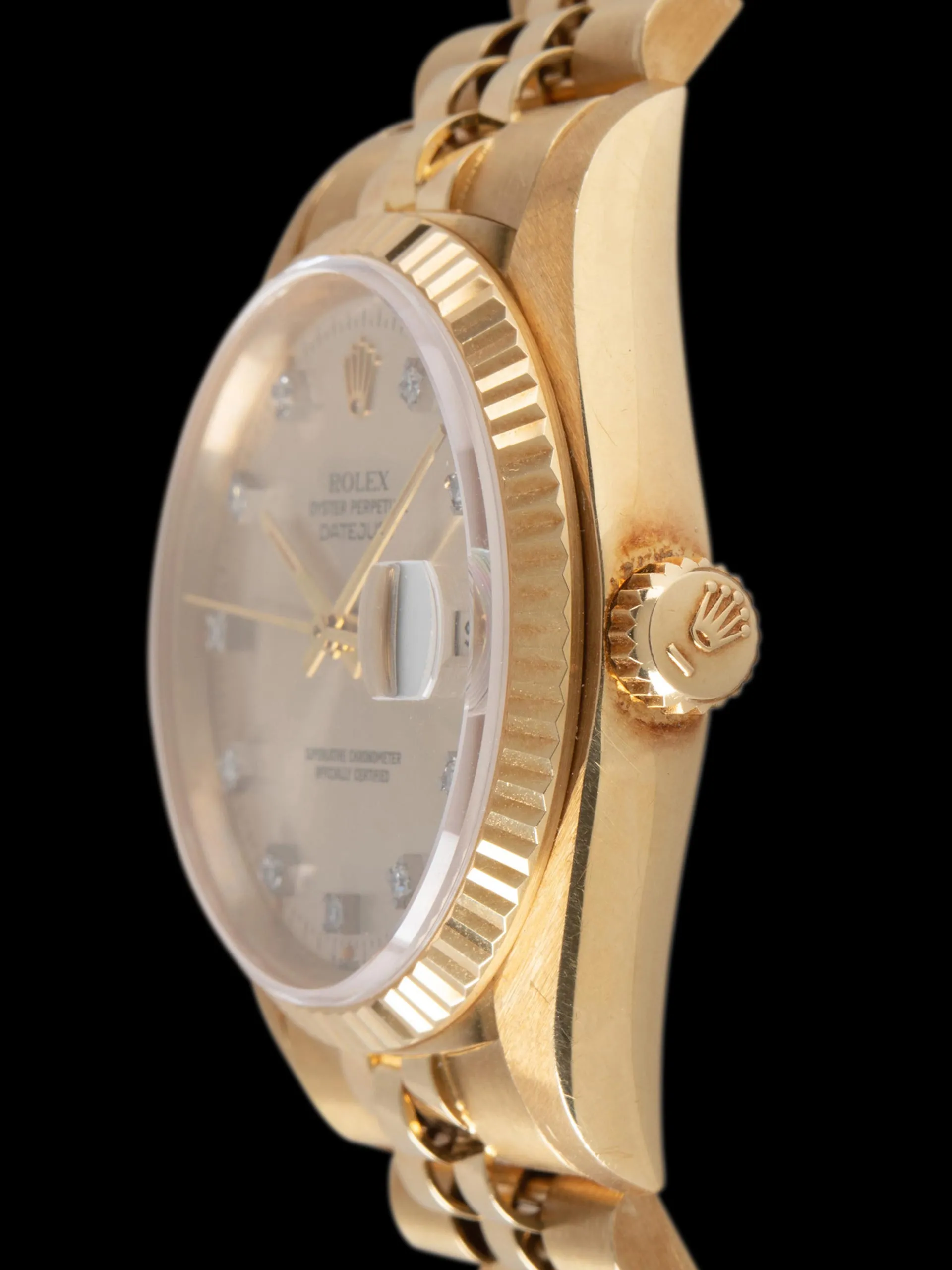 *Unpolished* 1979 Rolex Datejust 18K YG (Ref. 16018) "Pumpkin" Factory Champagne Diamond Dial W/ Papers