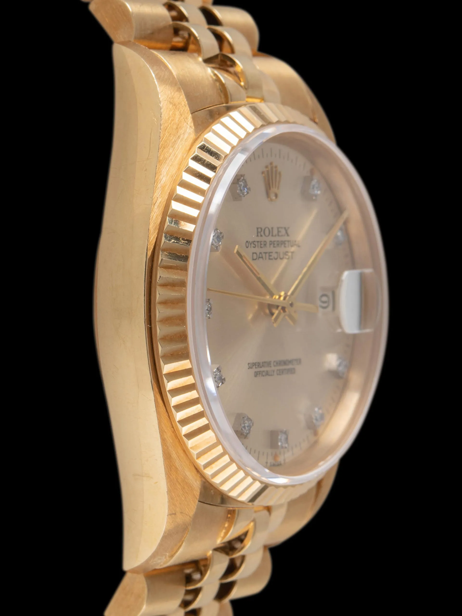 *Unpolished* 1979 Rolex Datejust 18K YG (Ref. 16018) "Pumpkin" Factory Champagne Diamond Dial W/ Papers