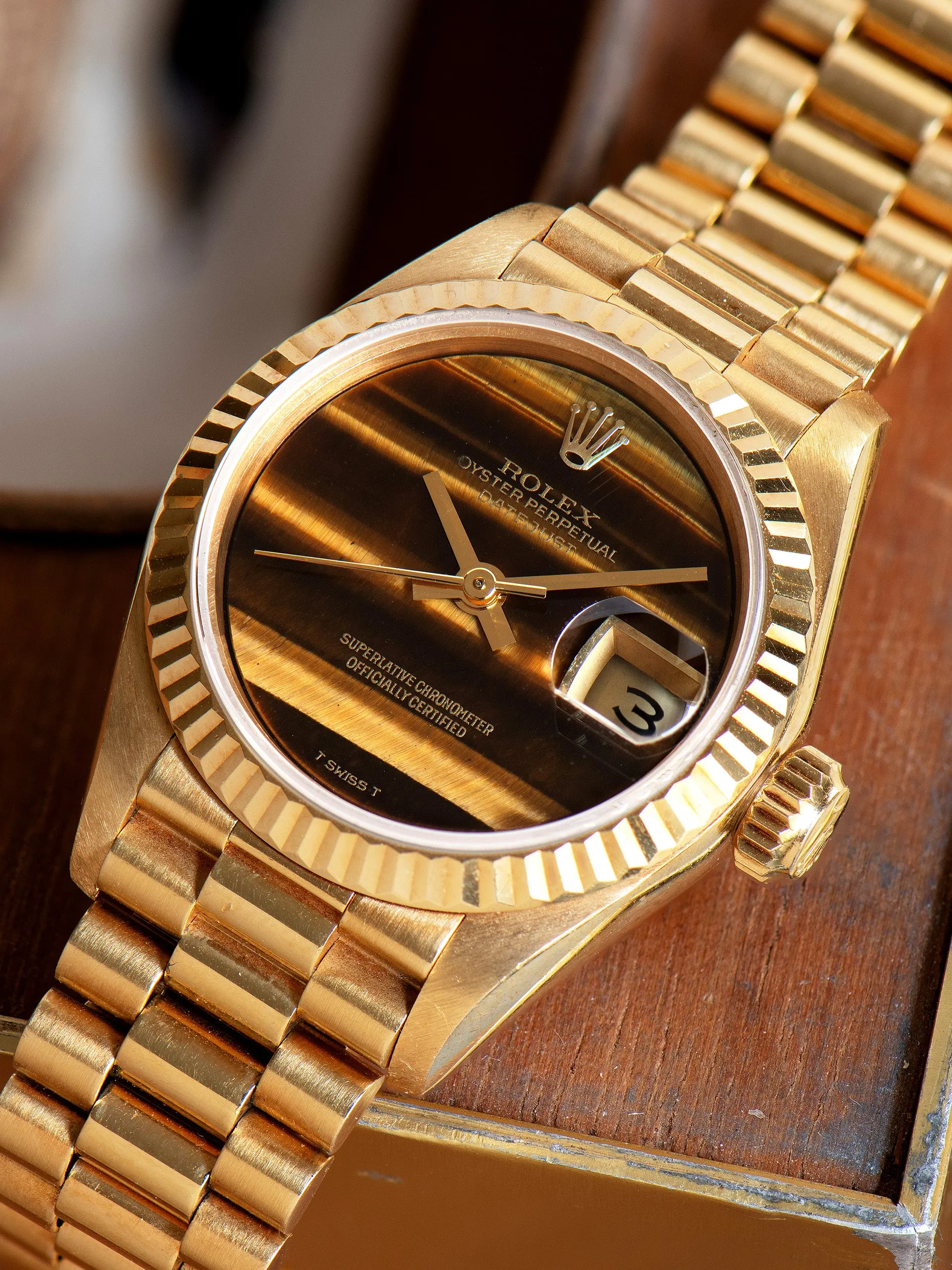 *Unpolished* 1987 Rolex Ladies Datejust 18K YG (Ref. 69178) Tiger's Eye Stone Dial