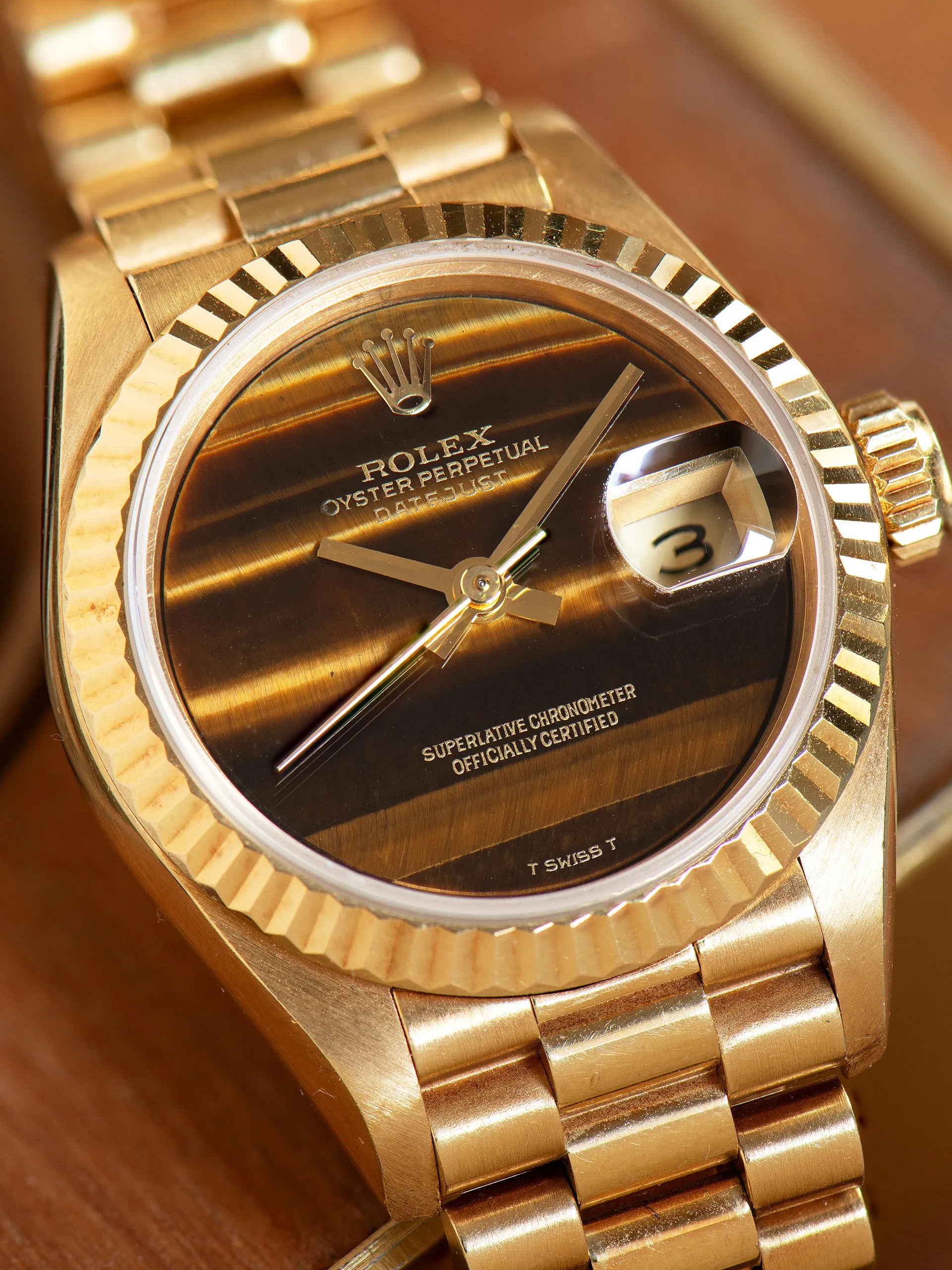 *Unpolished* 1987 Rolex Ladies Datejust 18K YG (Ref. 69178) Tiger's Eye Stone Dial