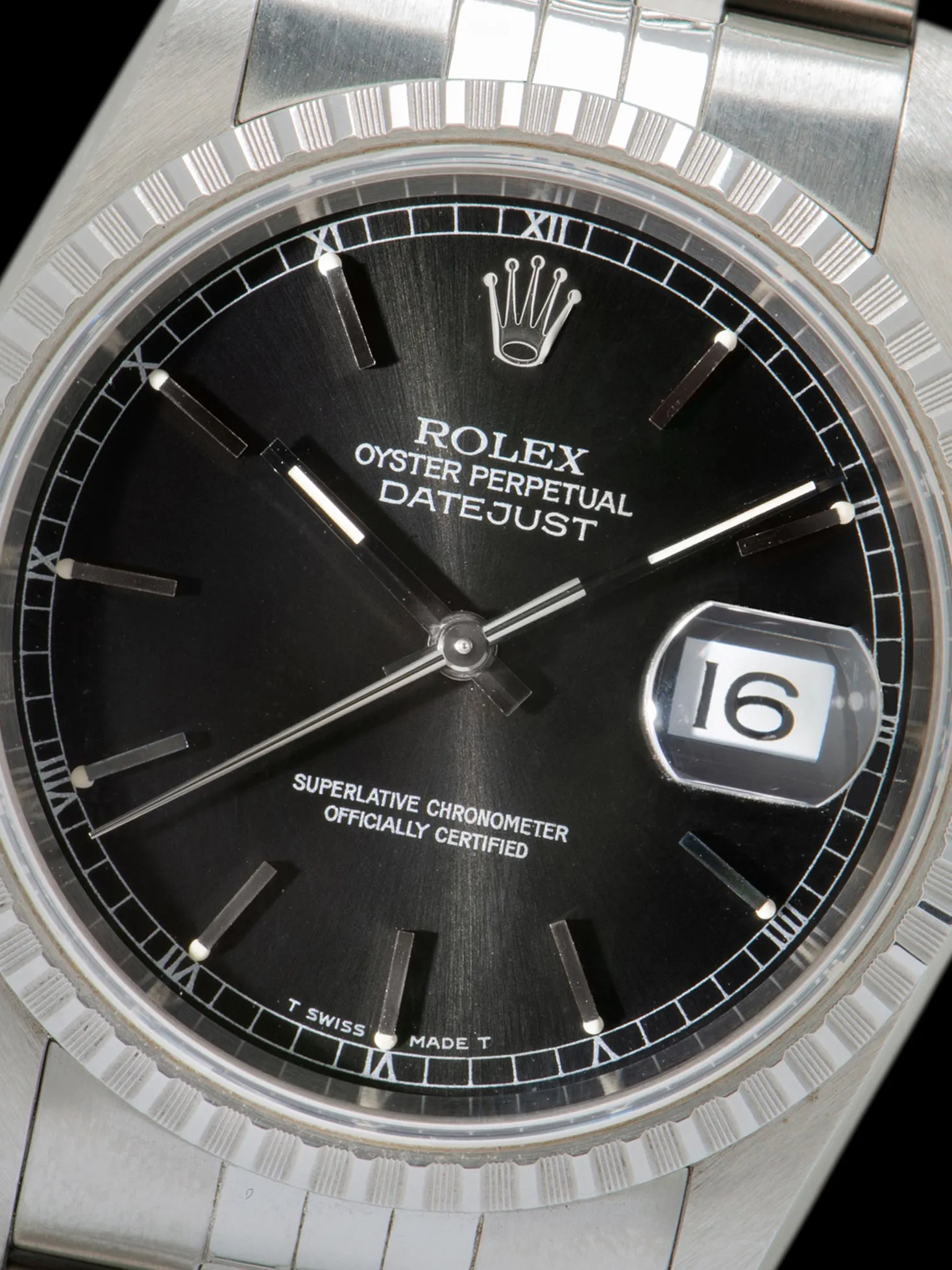 *Unpolished* 1996 Rolex Datejust (Ref. 16220) "Anthracite Dial" W/ Papers