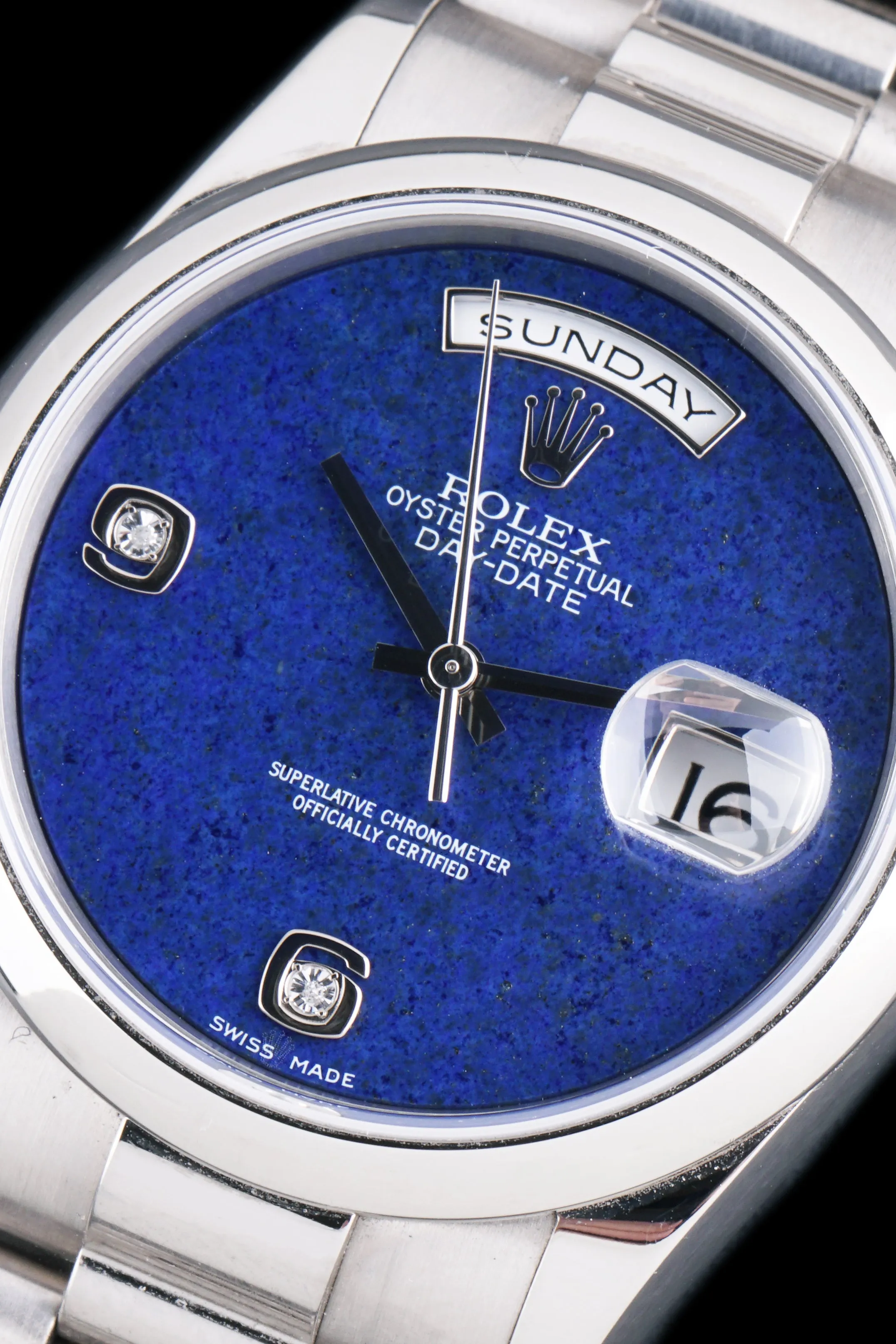 *Unpolished* 2010 Rolex Day-Date (Ref. 118209) 18k WG Lapis Dial W/ Box & Papers