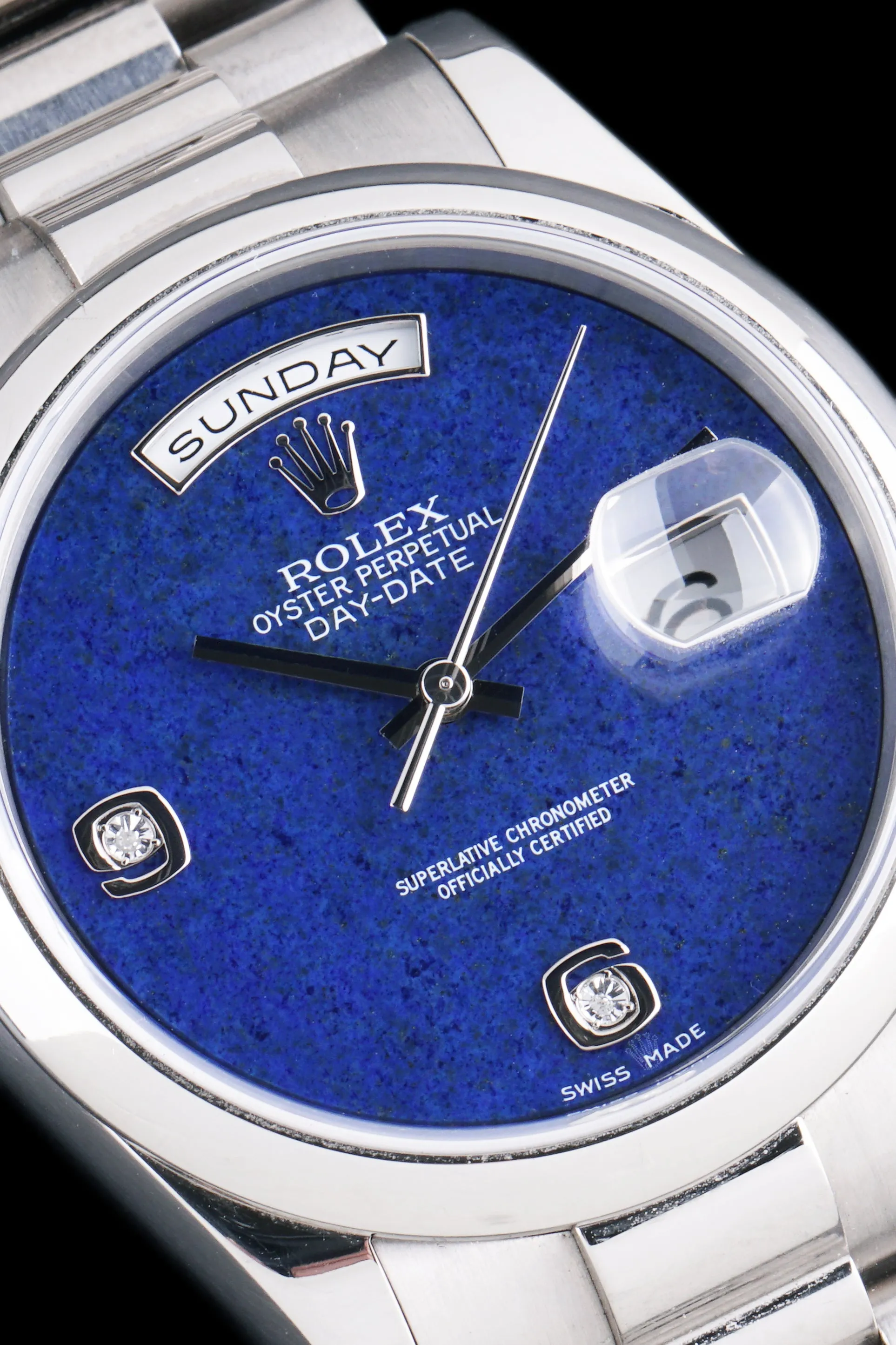 *Unpolished* 2010 Rolex Day-Date (Ref. 118209) 18k WG Lapis Dial W/ Box & Papers