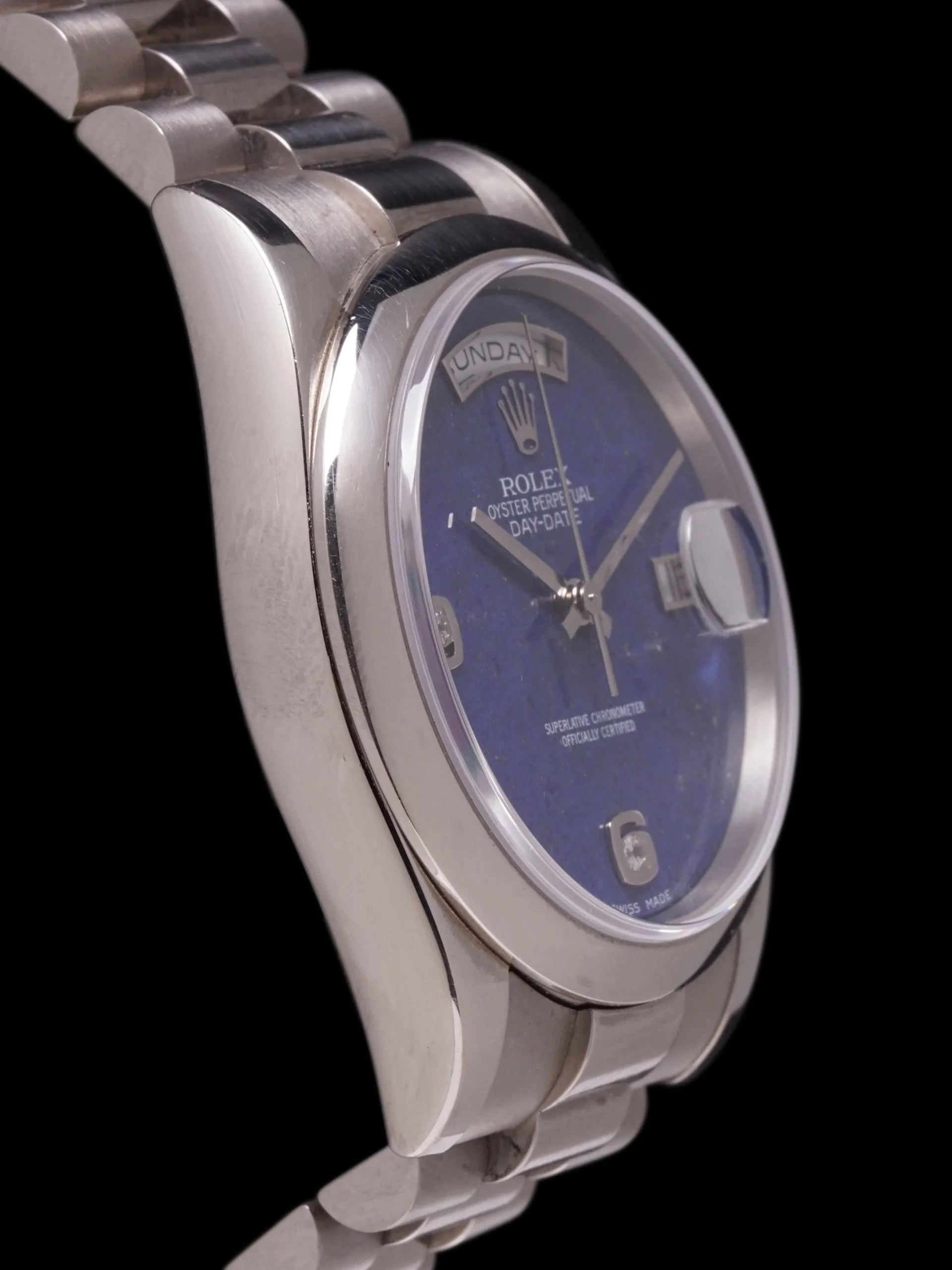 *Unpolished* 2010 Rolex Day-Date (Ref. 118209) 18k WG Lapis Dial W/ Box & Papers