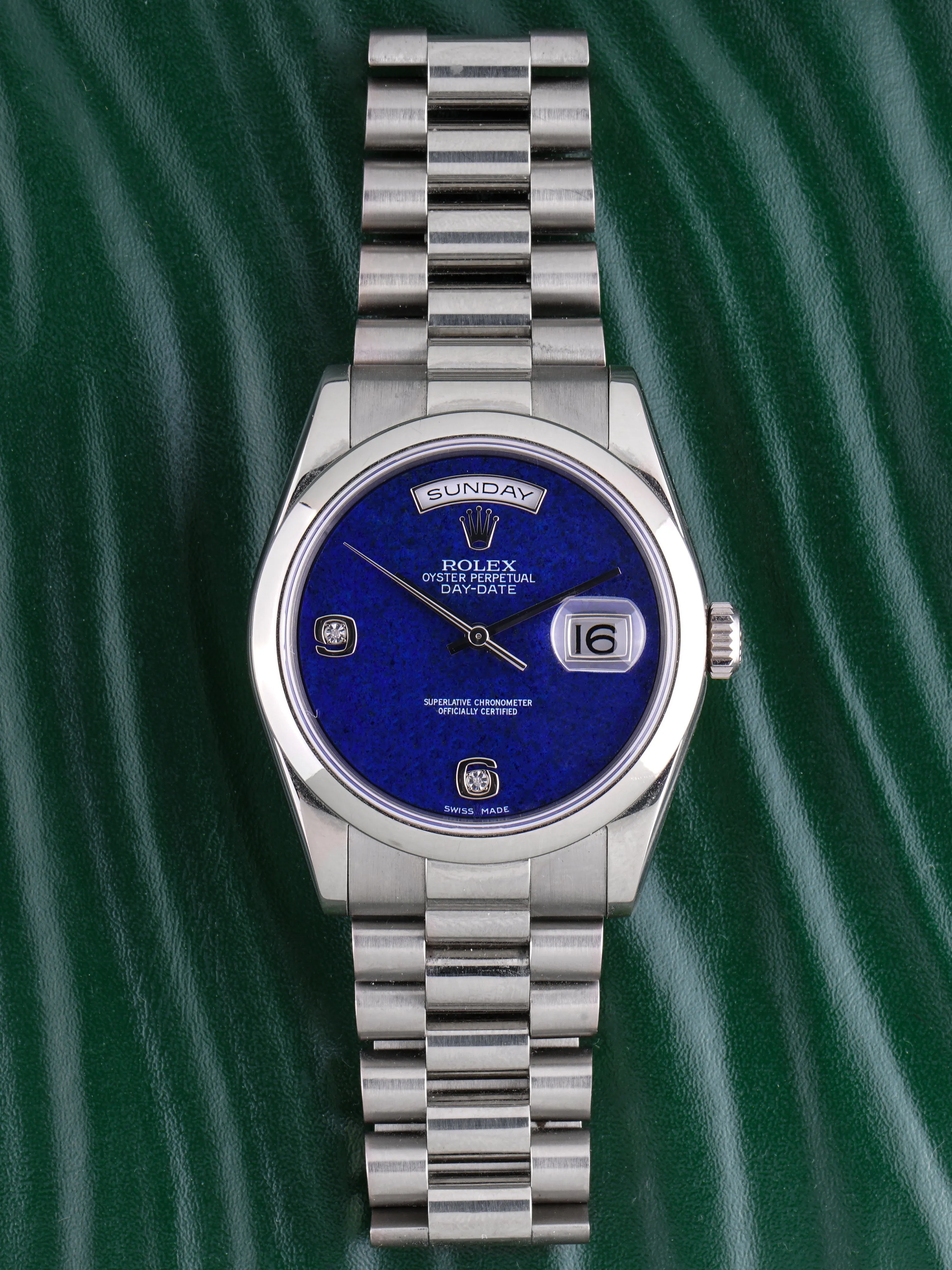 *Unpolished* 2010 Rolex Day-Date (Ref. 118209) 18k WG Lapis Dial W/ Box & Papers