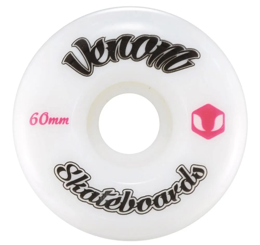 Venom Skateboards Logo White Skateboard Wheels & Venom Gold Bearings Pack