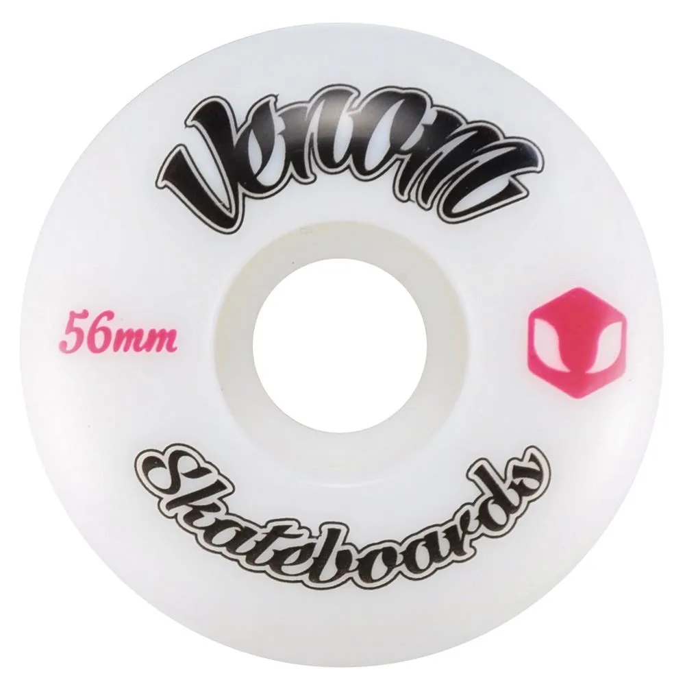 Venom Skateboards Logo White Skateboard Wheels & Venom Gold Bearings Pack