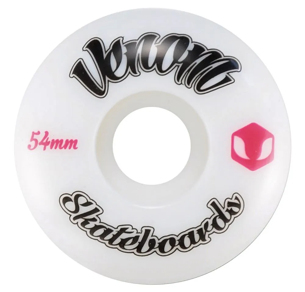 Venom Skateboards Logo White Skateboard Wheels & Venom Gold Bearings Pack