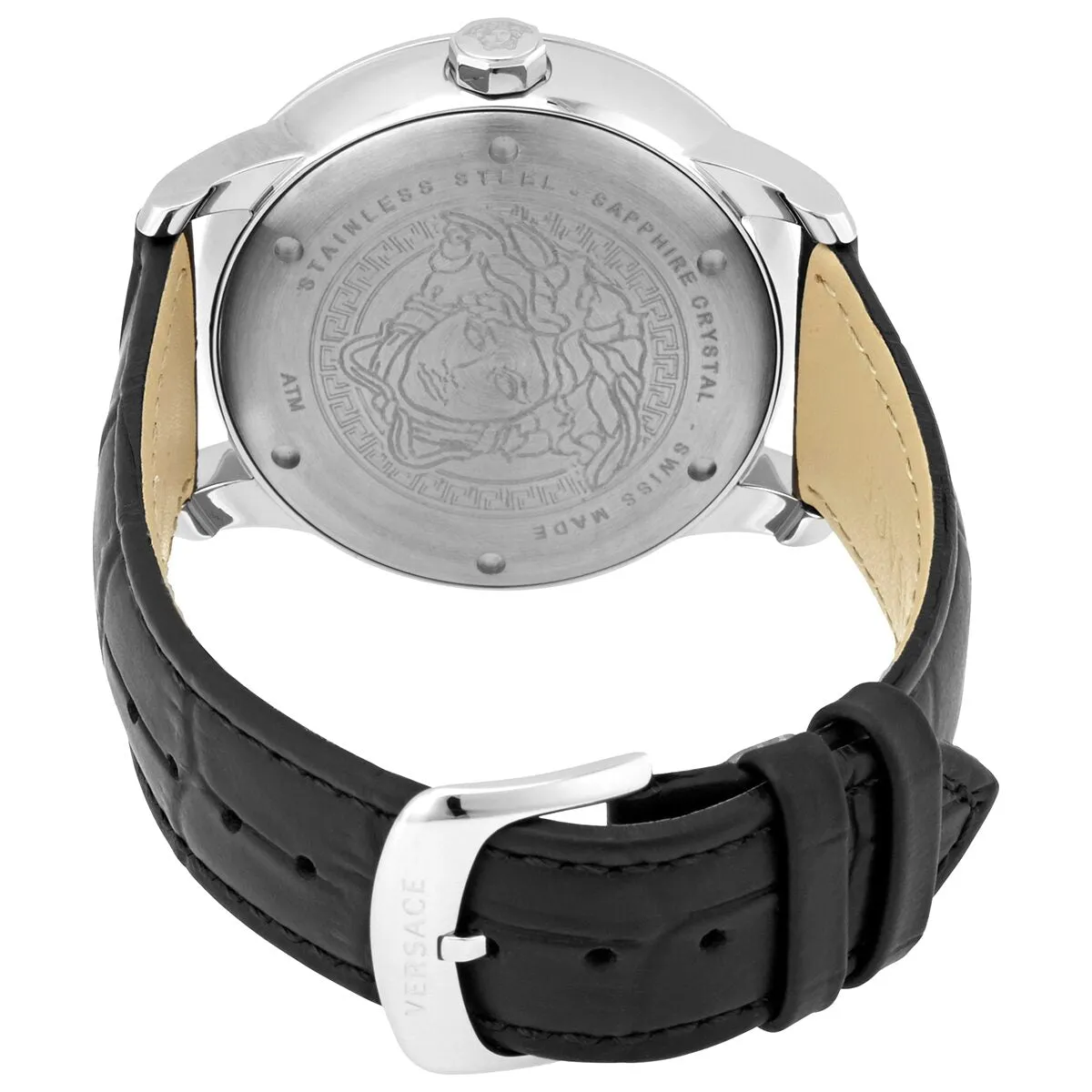 Versace Quartz Black Dial Black Leather Men's Watch VEQS01618