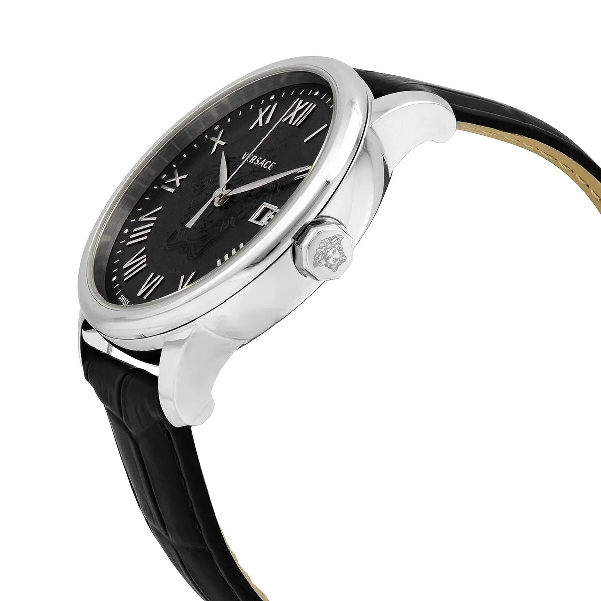 Versace Quartz Black Dial Black Leather Men's Watch VEQS01618