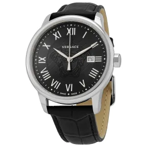 Versace Quartz Black Dial Black Leather Men's Watch VEQS01618