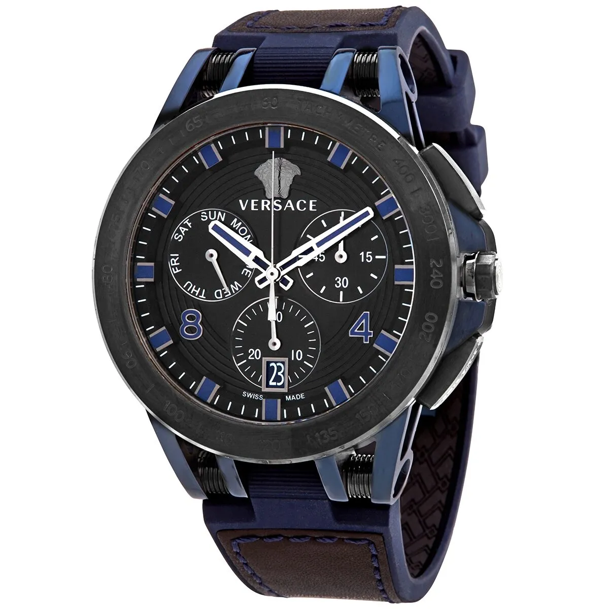 Versace Sport Tech Chronograph Tachymeter Black Dial Men's Watch VERB00218