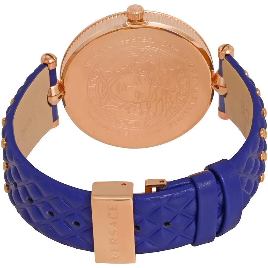 Versace Vanitas Blue Dial Ladies Leather Watch VK7740017