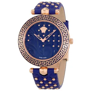 Versace Vanitas Blue Dial Ladies Leather Watch VK7740017