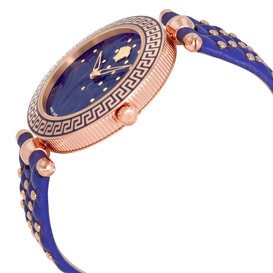 Versace Vanitas Blue Dial Ladies Leather Watch VK7740017