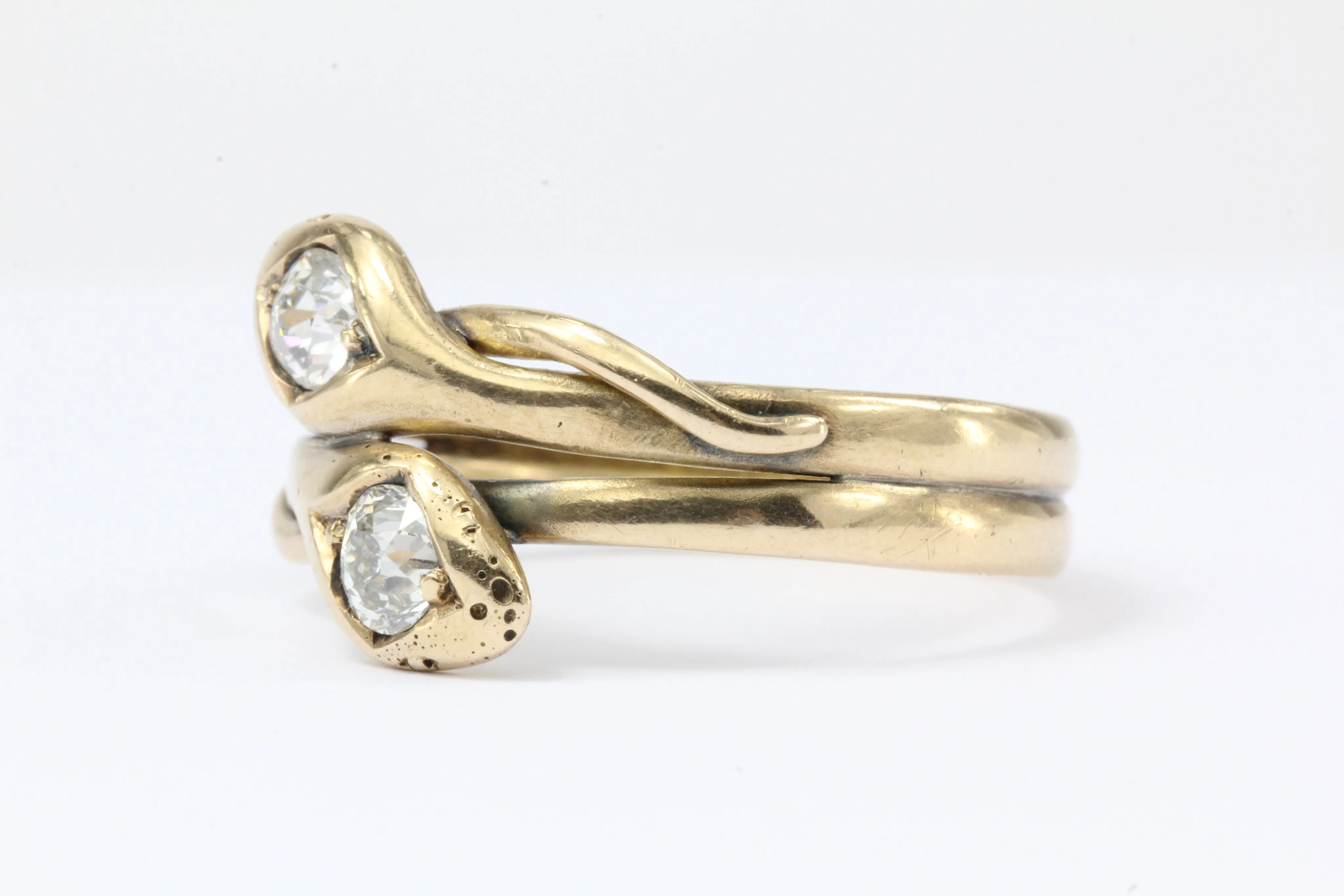 Victorian Entwined Diamond Snake 14K Gold Ring Band c.1890