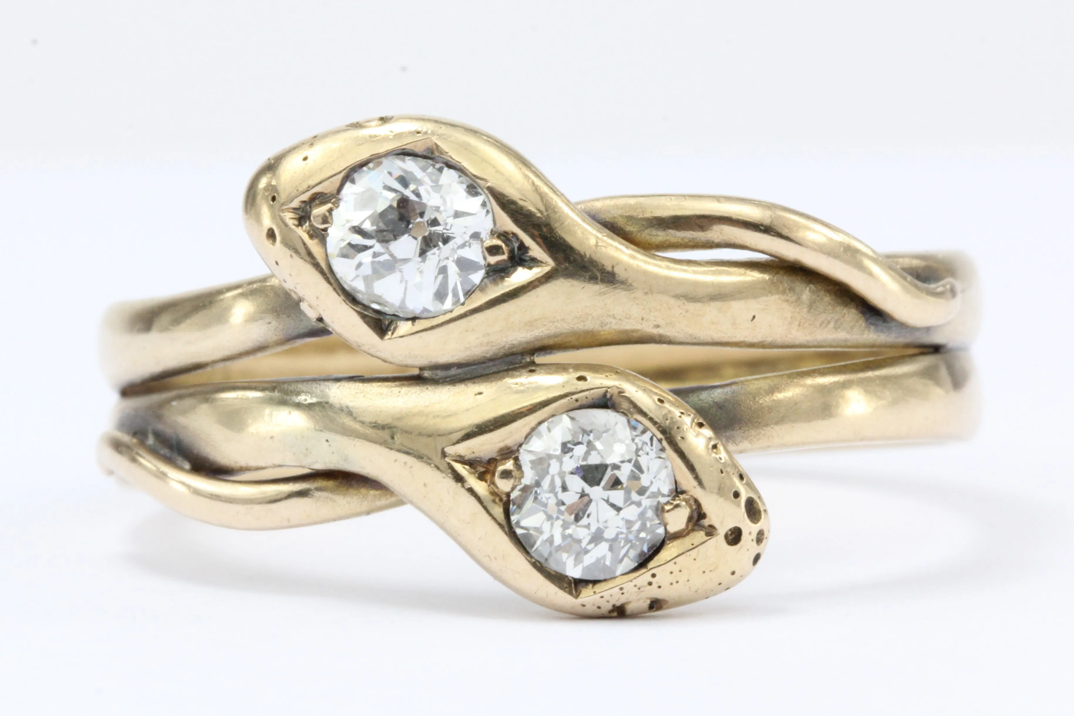 Victorian Entwined Diamond Snake 14K Gold Ring Band c.1890