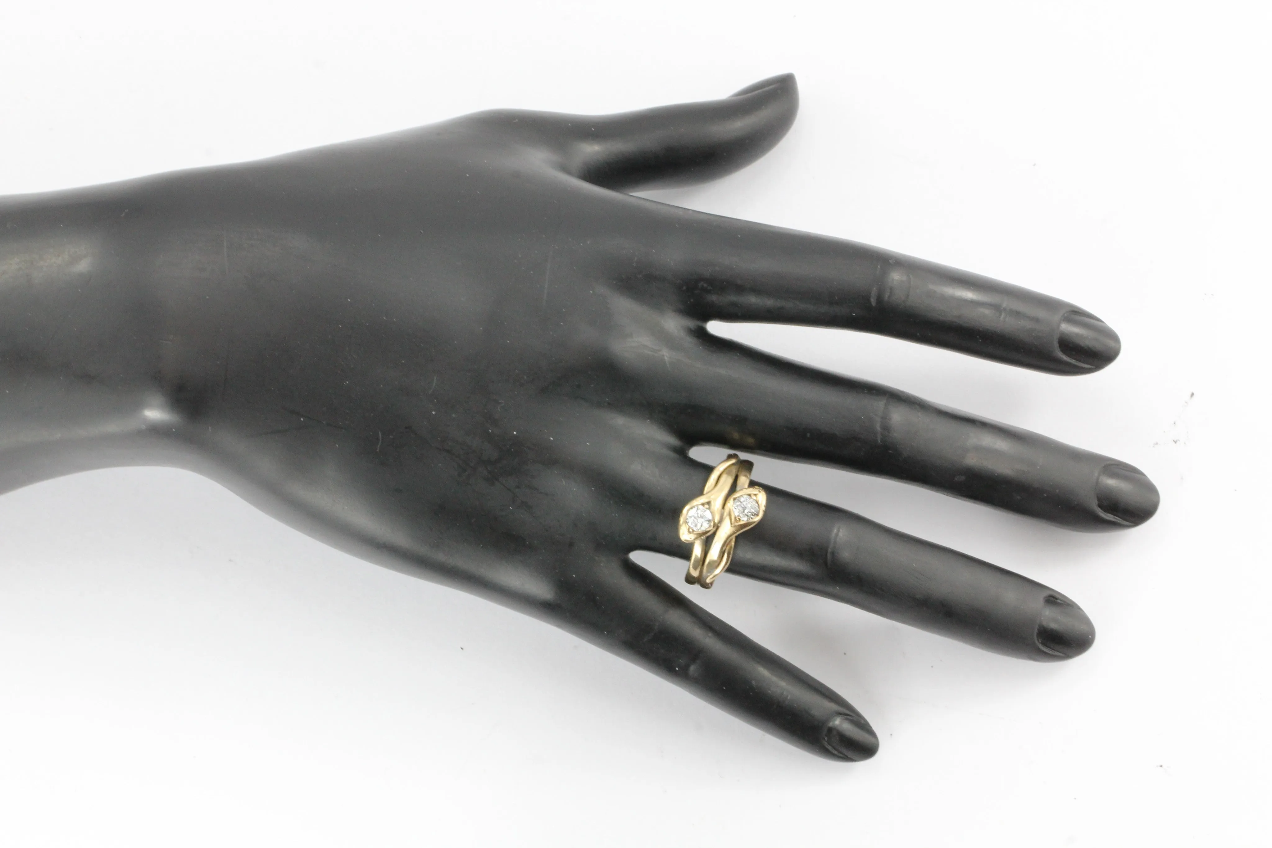 Victorian Entwined Diamond Snake 14K Gold Ring Band c.1890