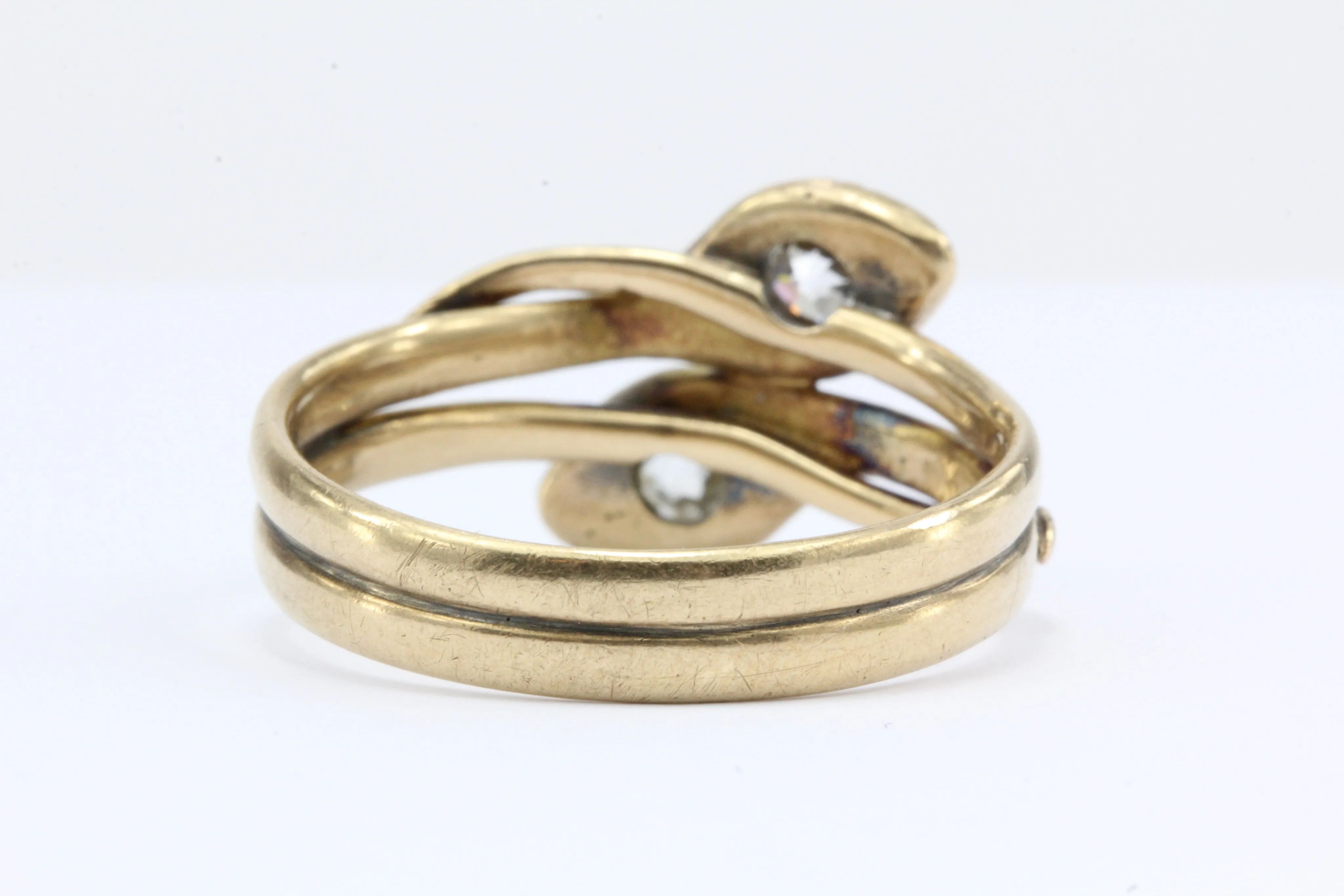Victorian Entwined Diamond Snake 14K Gold Ring Band c.1890