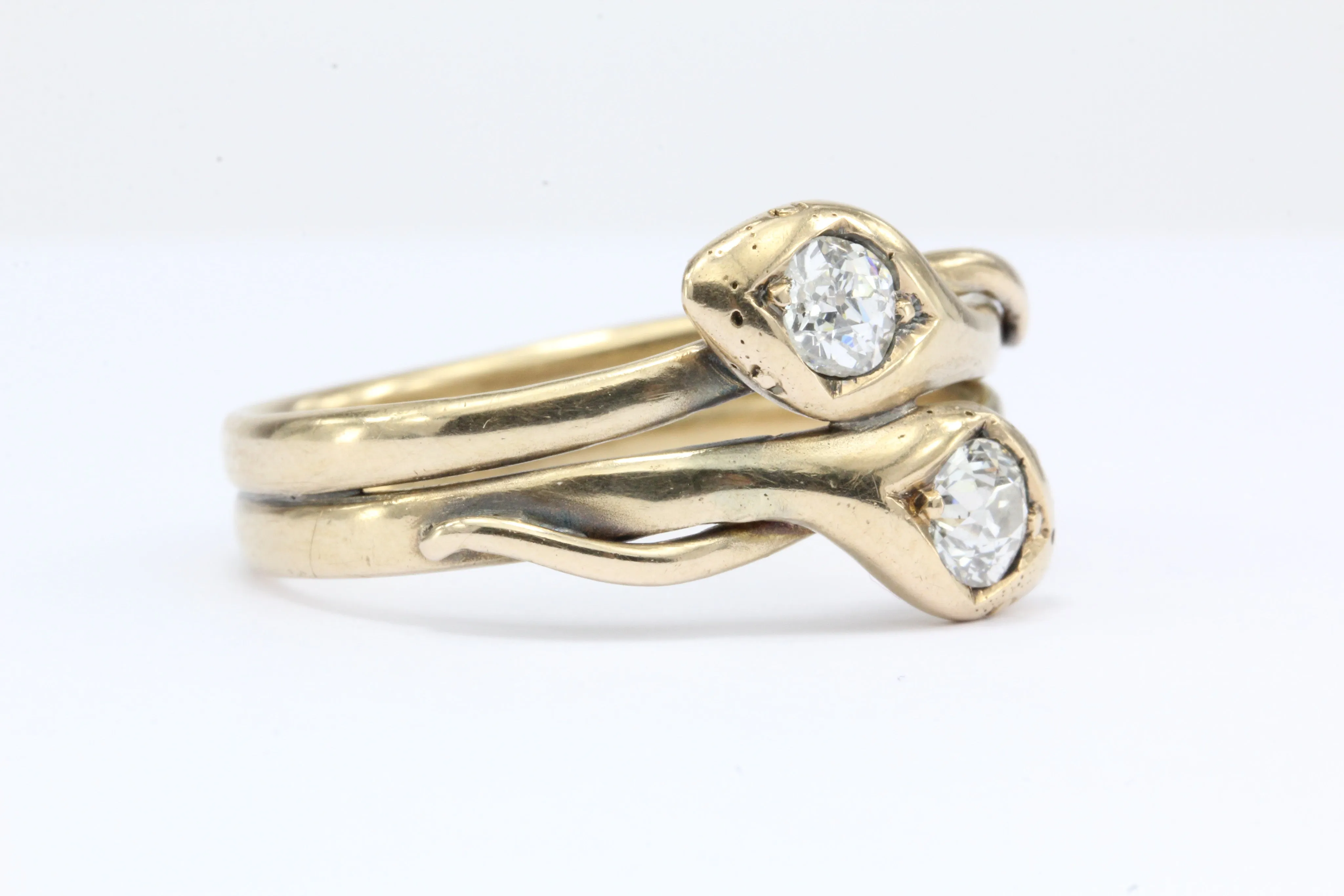 Victorian Entwined Diamond Snake 14K Gold Ring Band c.1890