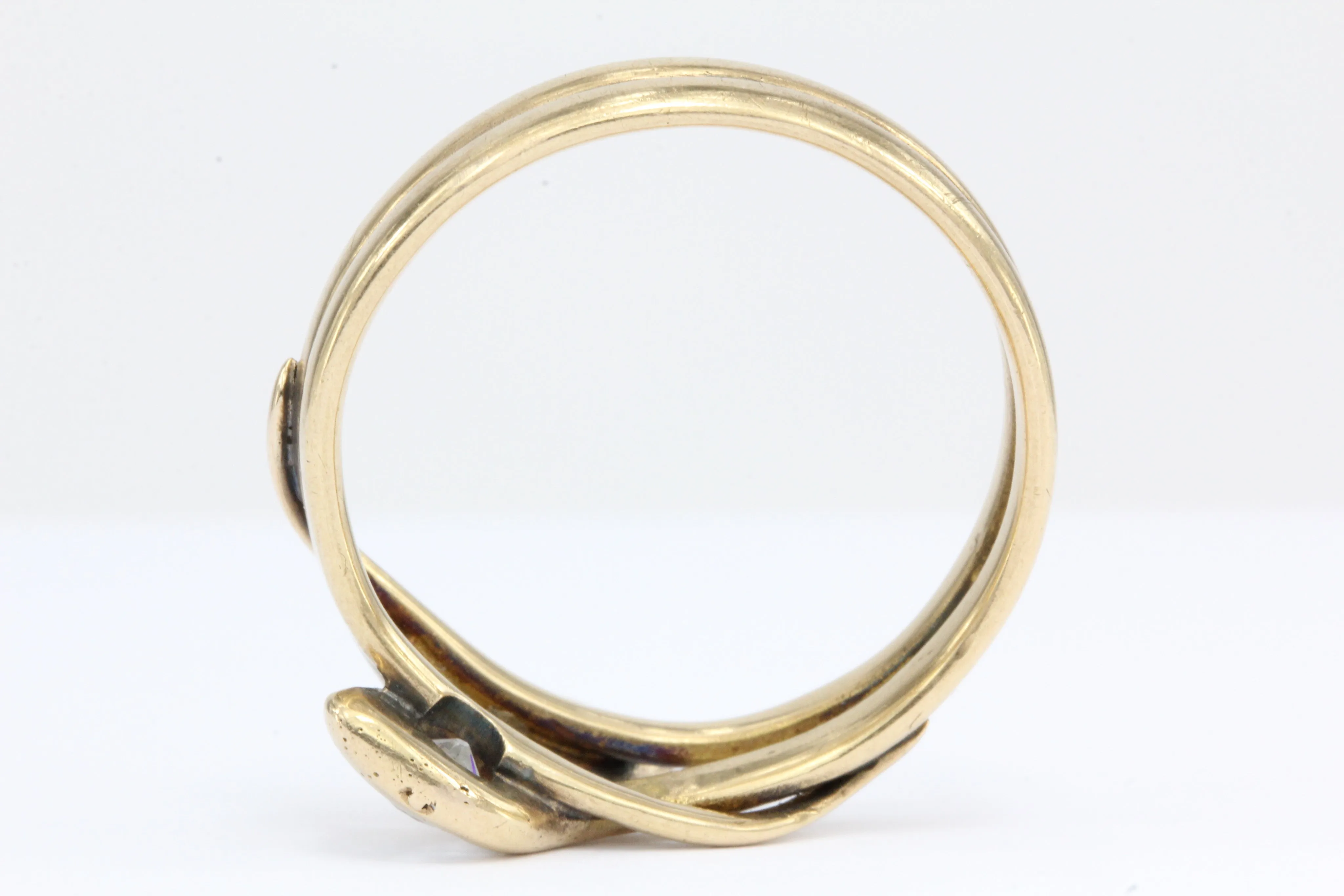 Victorian Entwined Diamond Snake 14K Gold Ring Band c.1890