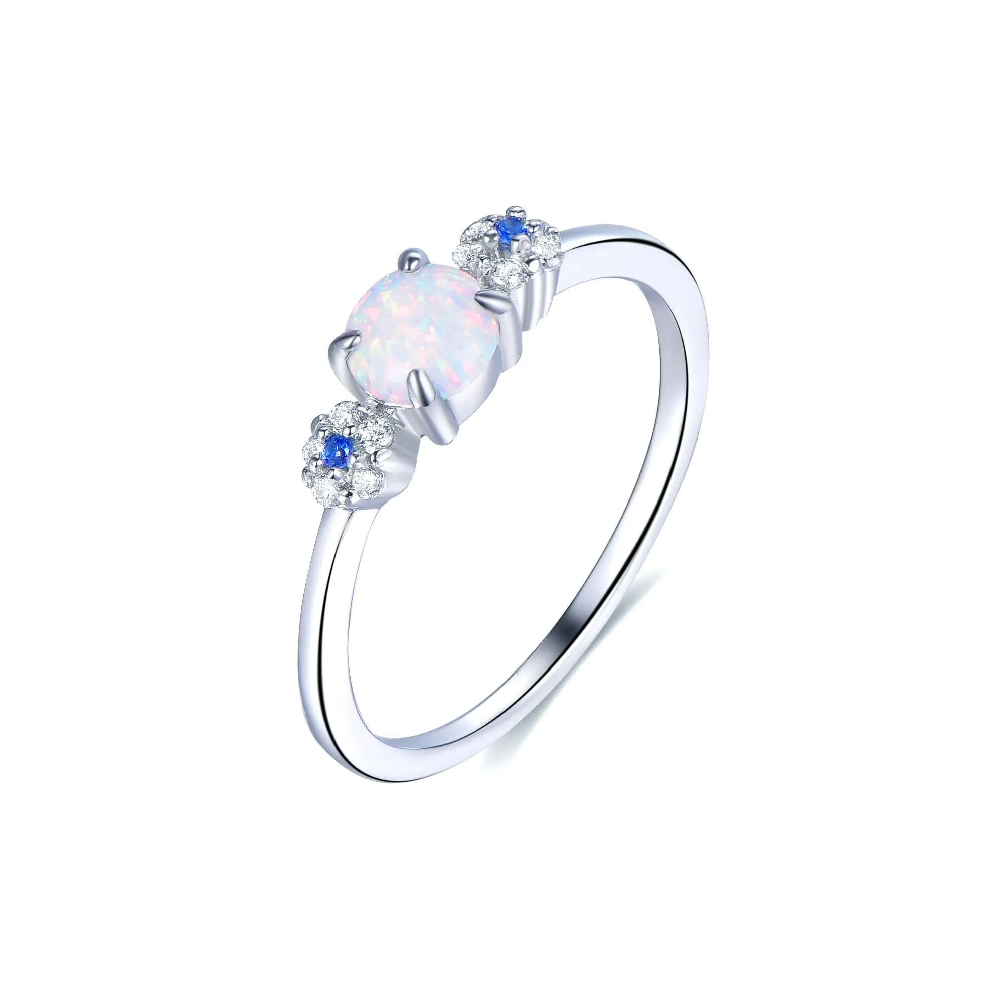 Viktoriia X Trendolla: Celestial Cycle - Sterling Silver Opals Diamond Ring