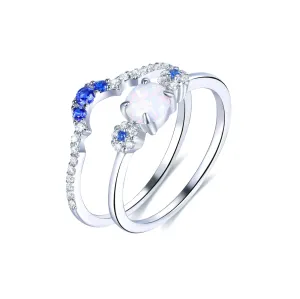 Viktoriia X Trendolla: Celestial Cycle - Sterling Silver Opals Diamond Ring