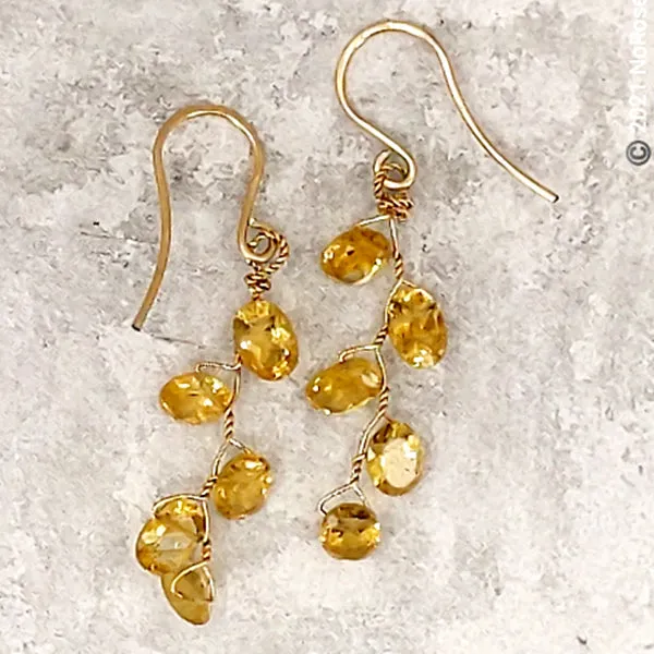 Vines Earrings, Fine Citrine
