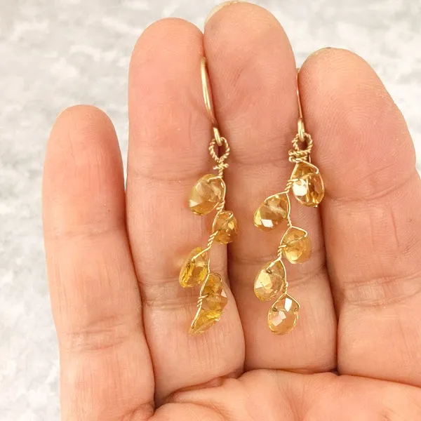 Vines Earrings, Fine Citrine