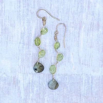 Vines Earrings, Peridot and Labradorite