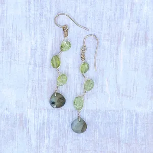 Vines Earrings, Peridot and Labradorite