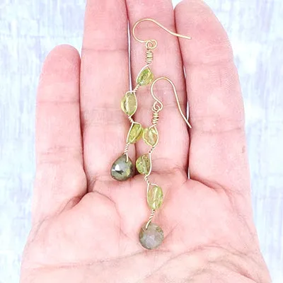 Vines Earrings, Peridot and Labradorite