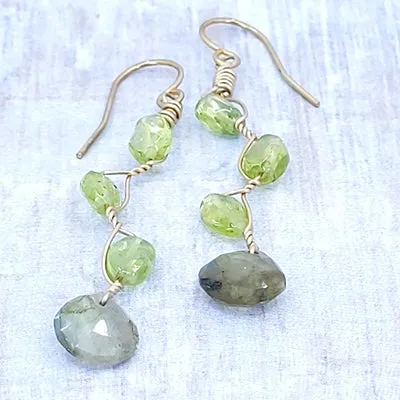 Vines Earrings, Peridot and Labradorite