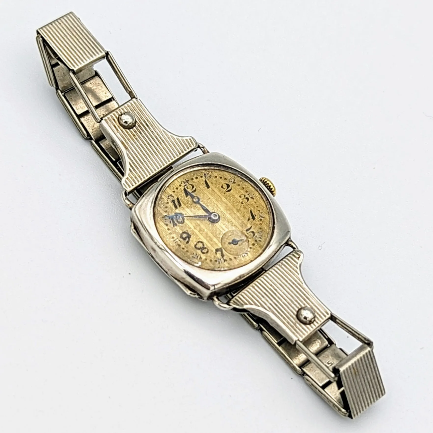 Vintage BREVET Wristwatch Guilloche 24 Hour Dial Sub Second Vintage Bracelet Watch